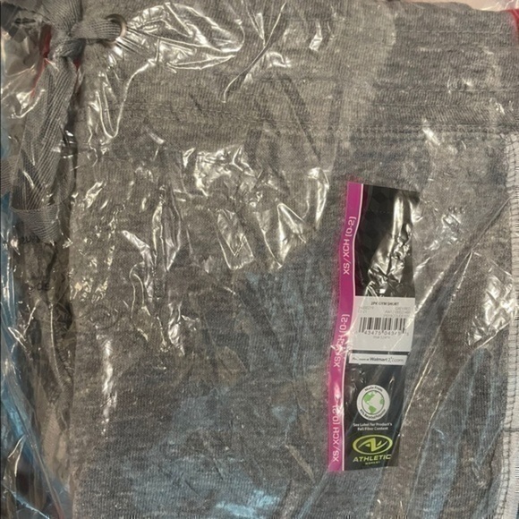 Women’s 2 Pack Athletic Shorts Light Gray and Red - Picture 3 of 4